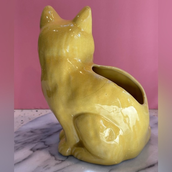 Antique Vintage Yellow Cat‎ Vase - Picture 4 of 11
